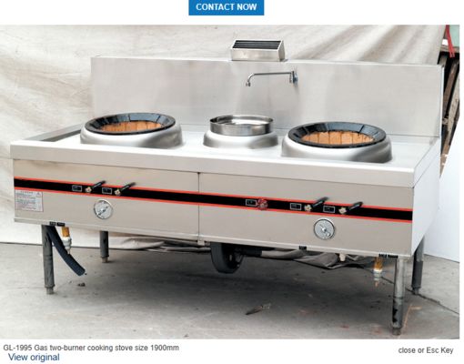 Gasfornuis met twee branders, afmeting 1700mm